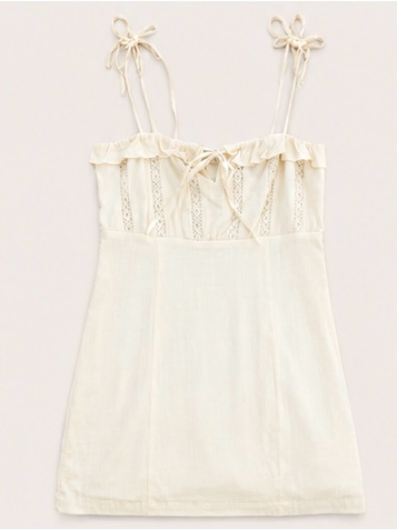 Forever 21 Cream Lace-Trim Mini Dress